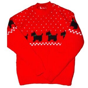 Handmade Red Scottie Dog Kids Sweater Knitted‎ Pullover Cute